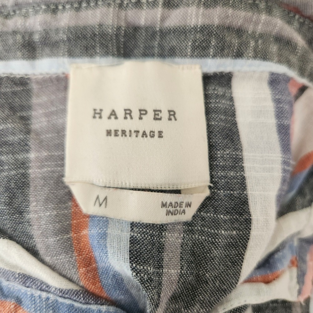 Harper Heritage Womens Medium Striped Tie Front Cotton Shirt‎ Multi-Color - Picture 3 of 5